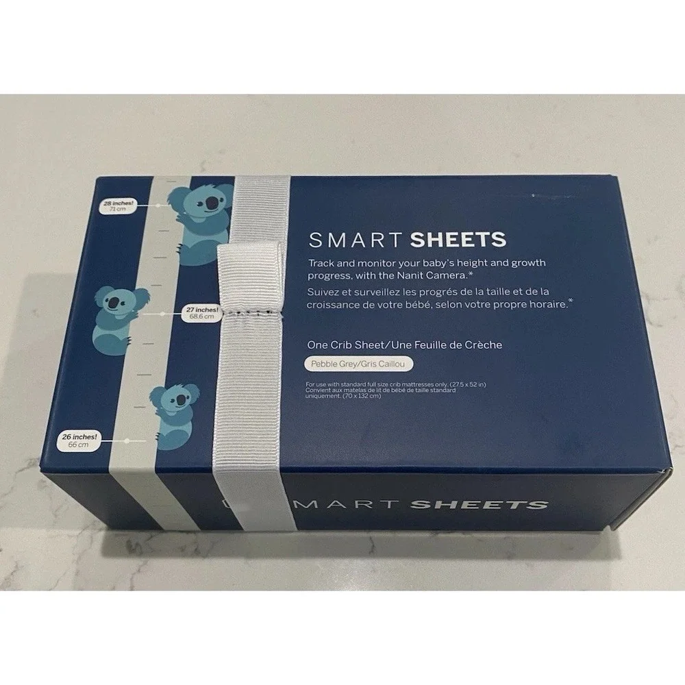 NEW Nanit Smart Sheets - Pebble Grey - Track Baby Growth & Height - NIB